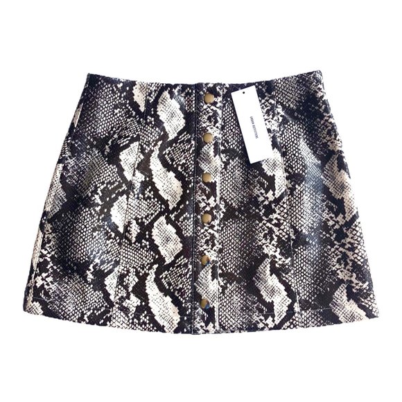 UO Siren Snake Print Snap Front Mini Skirt Size S - Picture 2 of 10